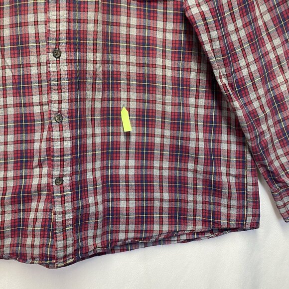 St. JOHN'S BAY Flannel Plaid Button-Down Shirt Men XL Multicolor Single Pocket - Picture 2 of 14